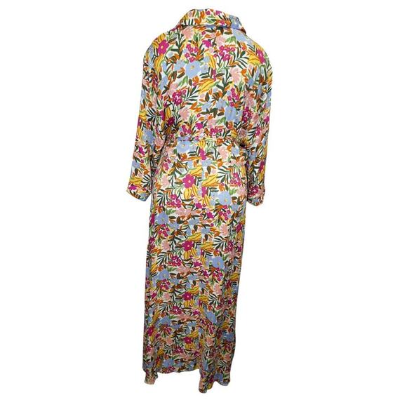 Eloquii Elements Colorful Floral Belted Maxi Shirt Dress - Size 16 - Picture 7 of 10